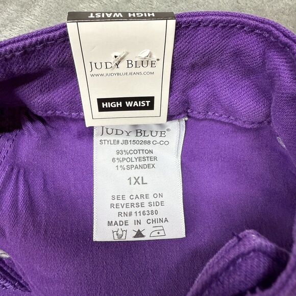 Judy Blue Jean Shorts Womens 1XL Purple Cotton High Waist JB150268 C-CO - Picture 12 of 12